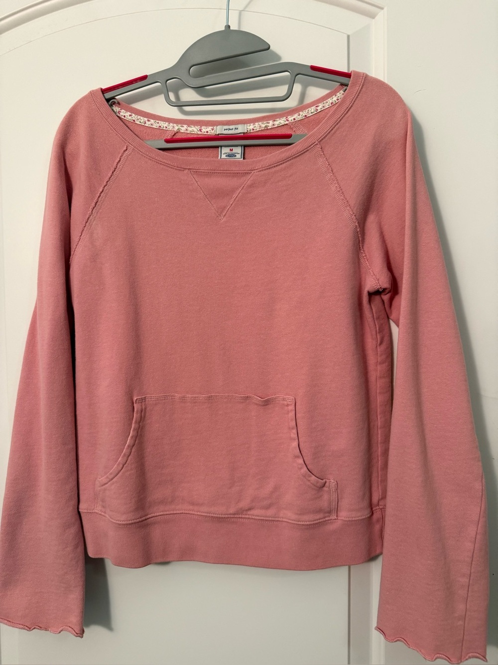 Old Navy Pink Perfect Fit Raglan Pullover Sweatshirt Medium